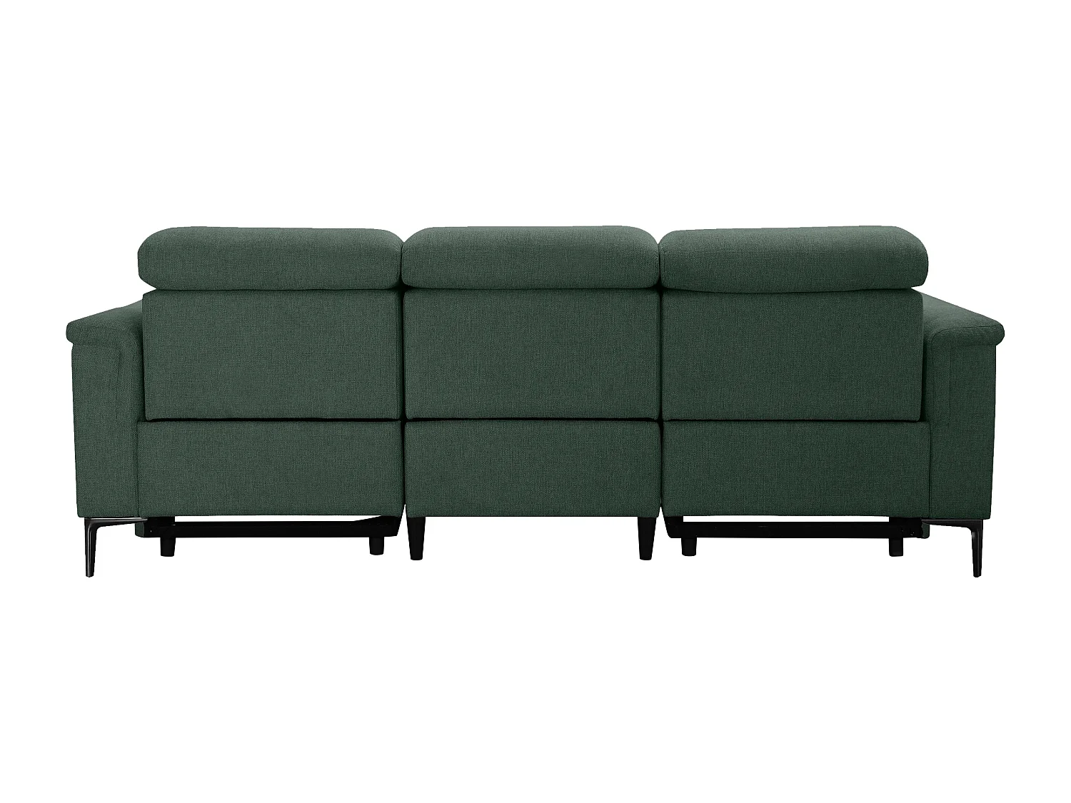 Lund | Canapé 3 places avec 2 fauteuils inclinables électriques en tissu vert foncé
