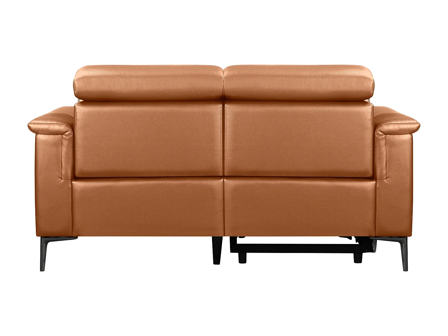 Lund | Canapé 2 places avec 1 fauteuil inclinable manuelleuel en cuir artificiel Cognac