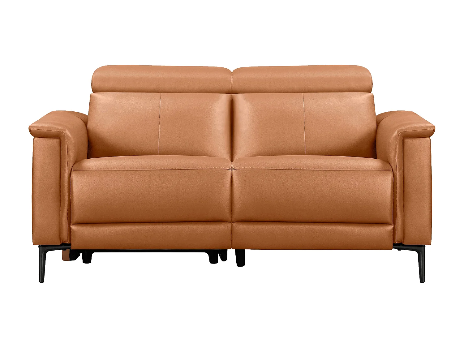 Lund | Canapé 2 places avec 1 fauteuil inclinable manuelleuel en cuir artificiel Cognac