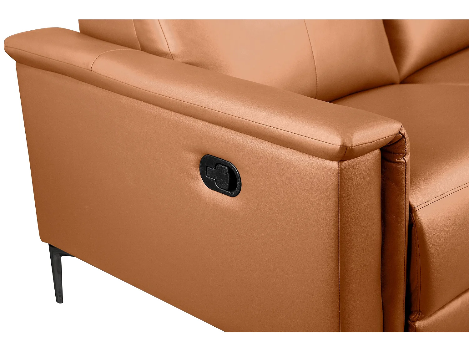 Lund | Canapé 2 places avec 1 fauteuil inclinable manuelleuel en cuir artificiel Cognac