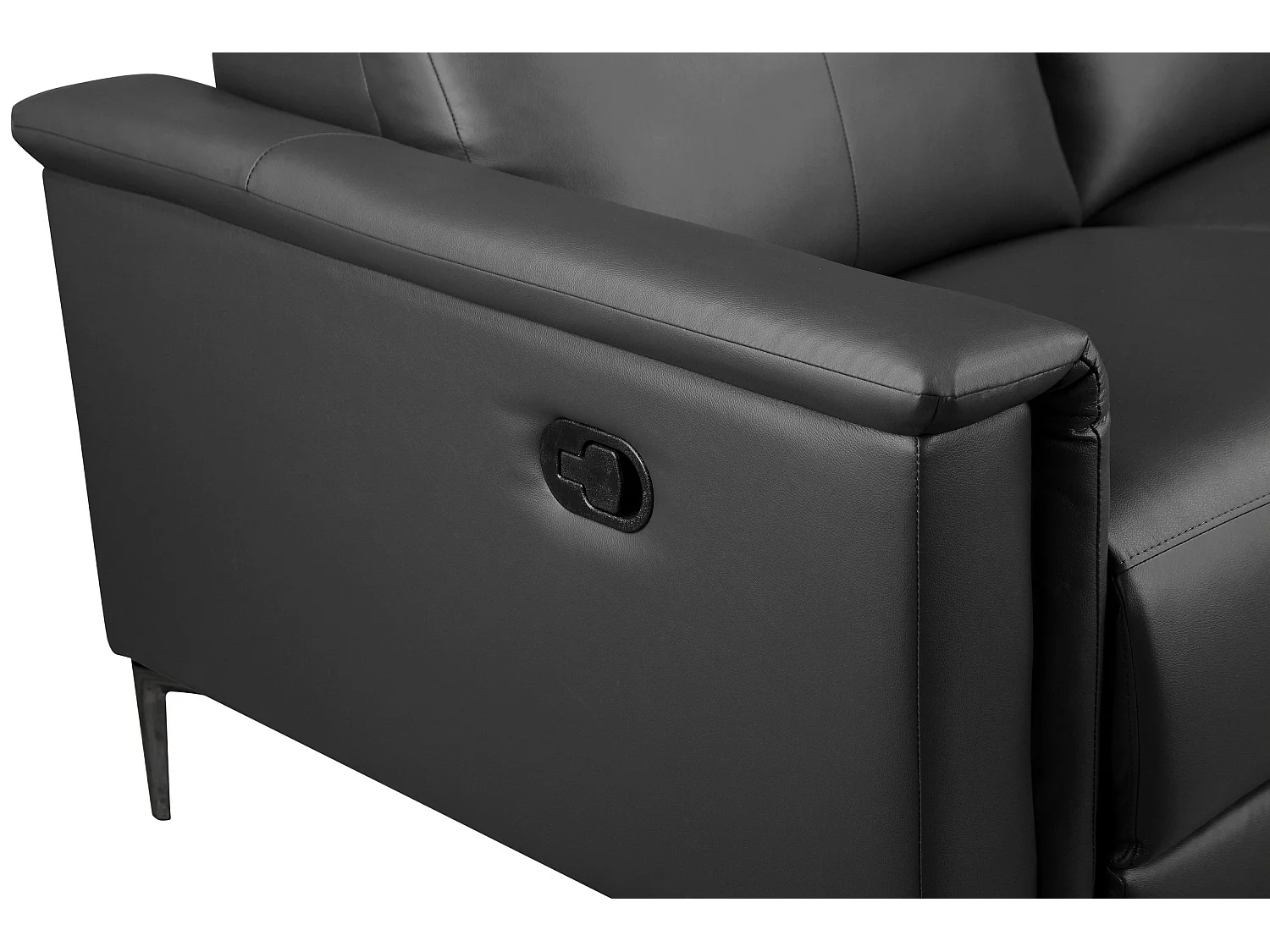 Lund | Canapé 2 places avec 1 fauteuil inclinable manuelleuel en cuir cuir artificiel gris