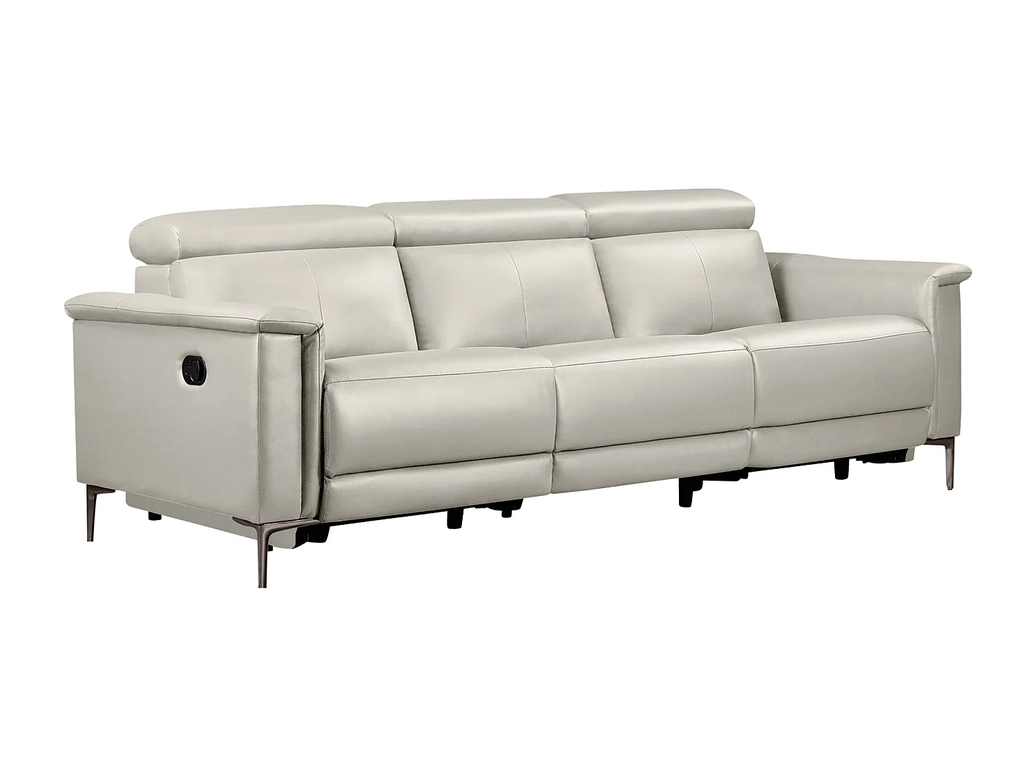 Lund | Canapé 3 places avec fauteuil inclinable 2 manuelleuels en cuir artificiel crème