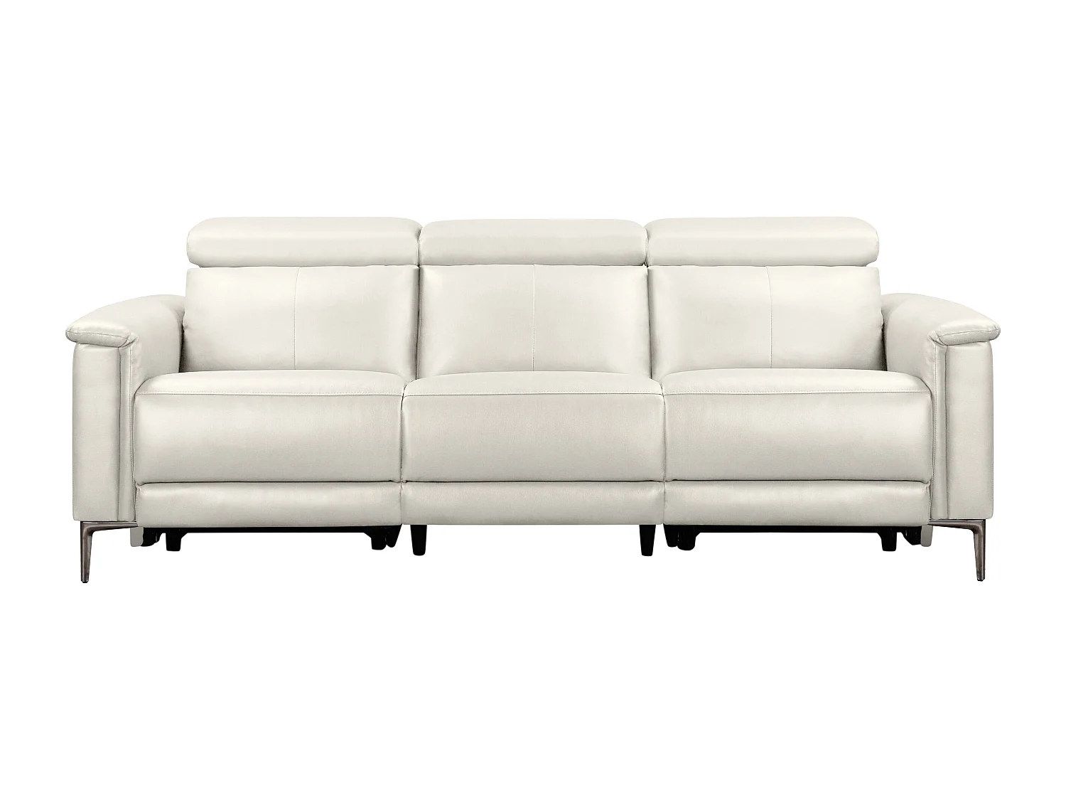 Lund | Canapé 3 places avec fauteuil inclinable 2 manuelleuels en cuir artificiel crème