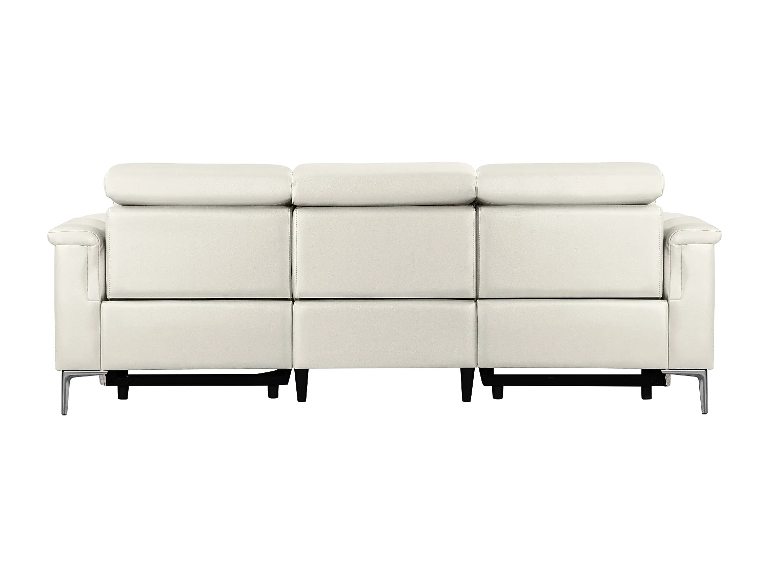 Lund | Canapé 3 places avec fauteuil inclinable 2 manuelleuels en cuir artificiel crème