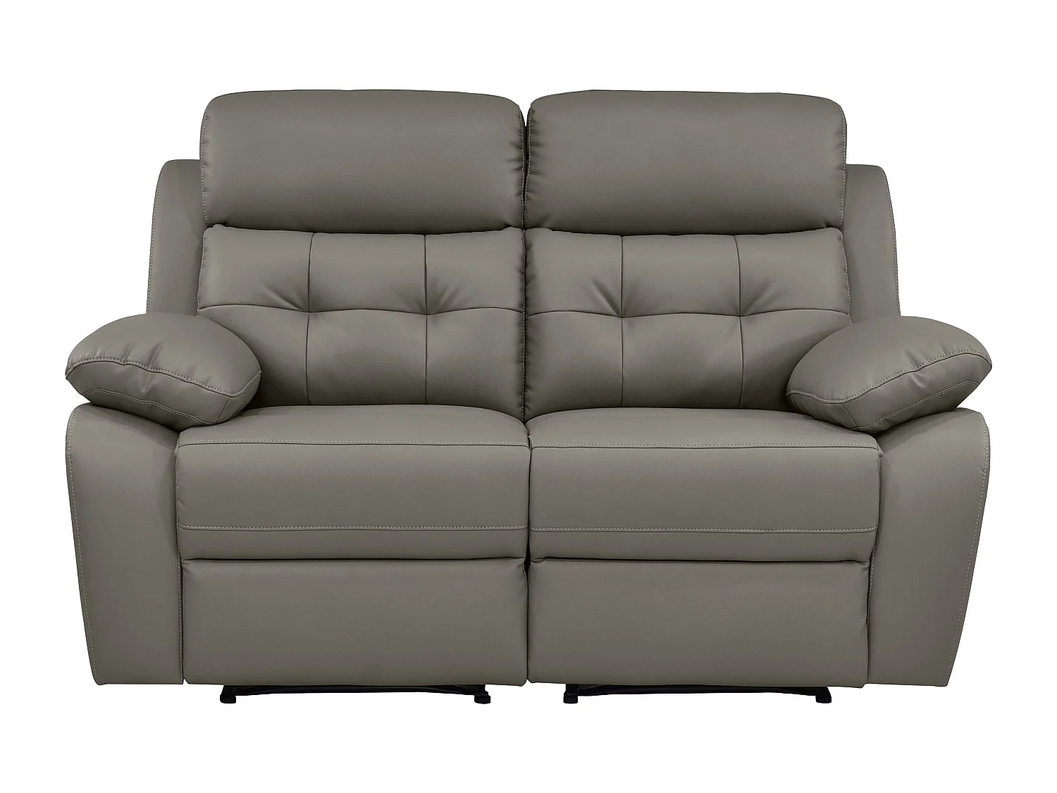 Lannilis | Canapé 2 places avec fonction manuelleuelle en cuir artificiel gris clair