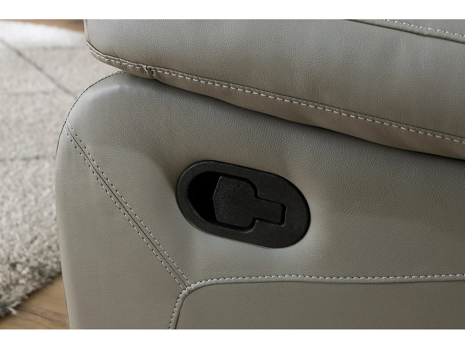 Lannilis | Canapé 2 places avec fonction manuelleuelle en cuir artificiel gris clair