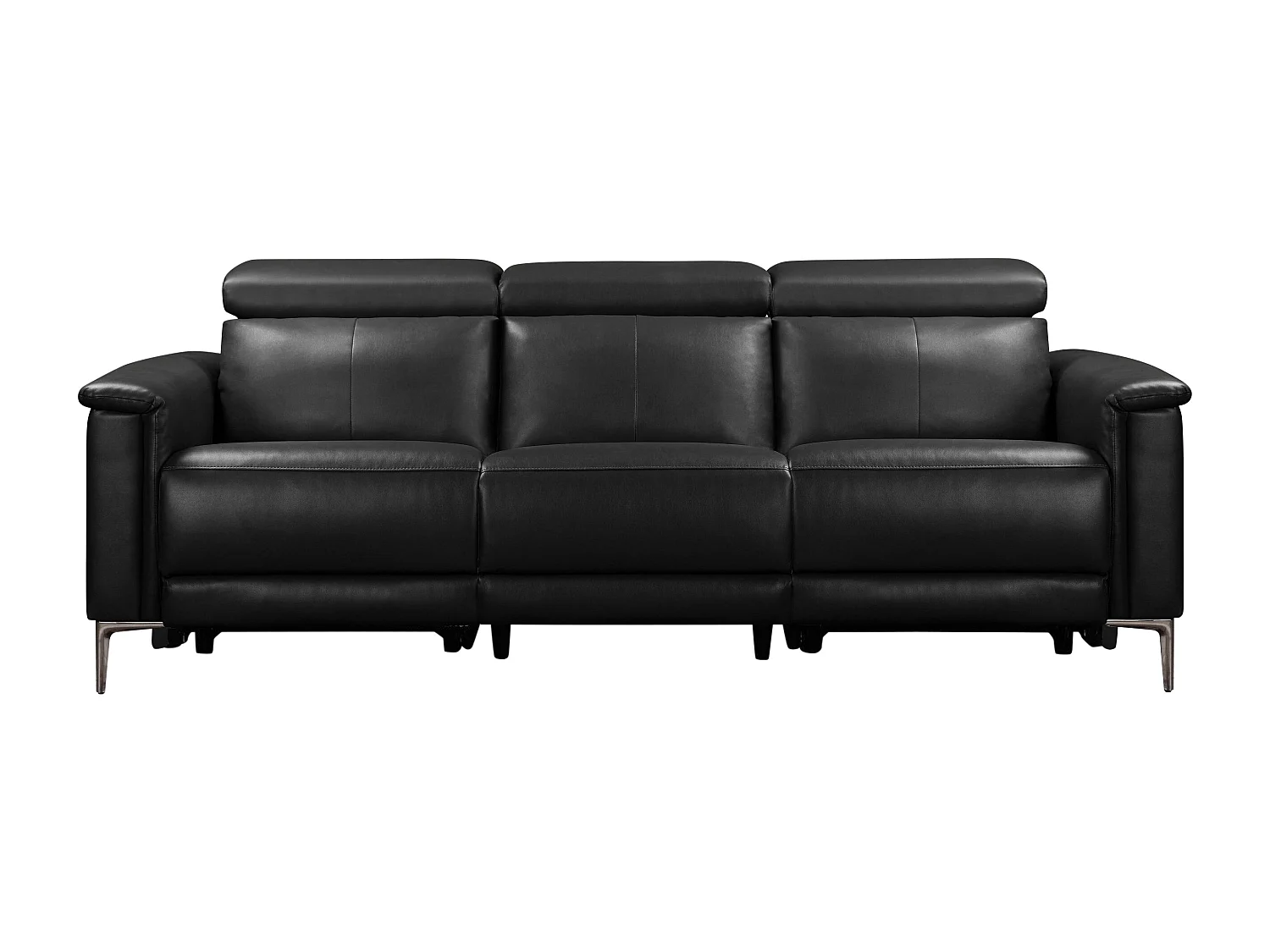 Lund | Canapé 3 places avec 2 fauteuils inclinables électriques en noire Leacuir artificiel