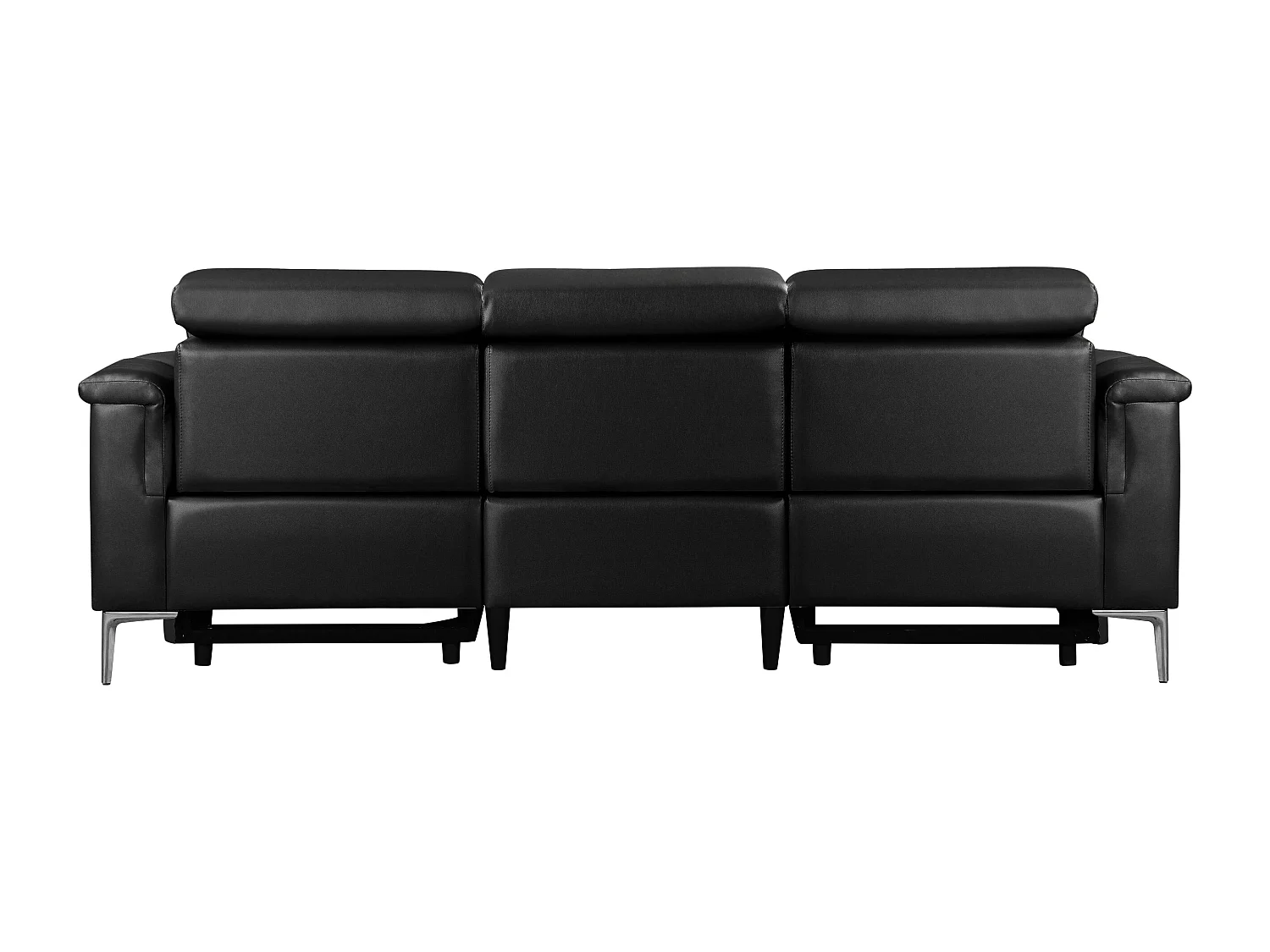 Lund | Canapé 3 places avec 2 fauteuils inclinables électriques en noire Leacuir artificiel