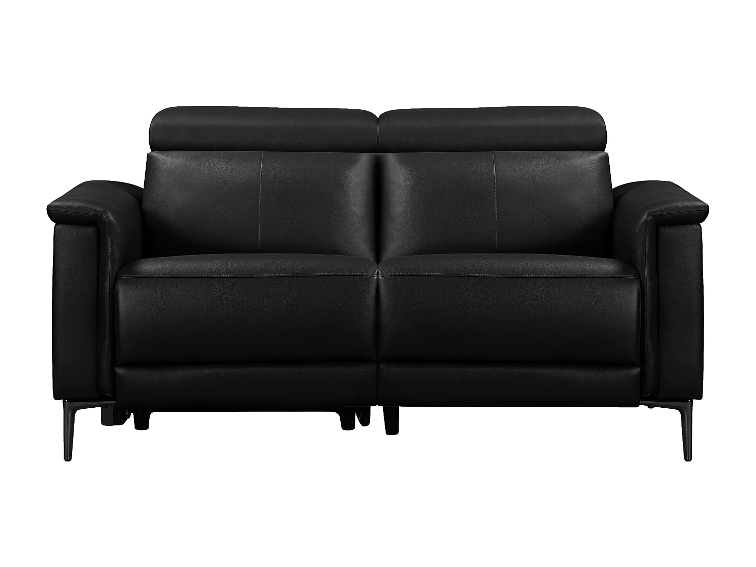 Lund | Canapé 2 places avec 1 fauteuil inclinable manuelleuel en noir cuir artificiel