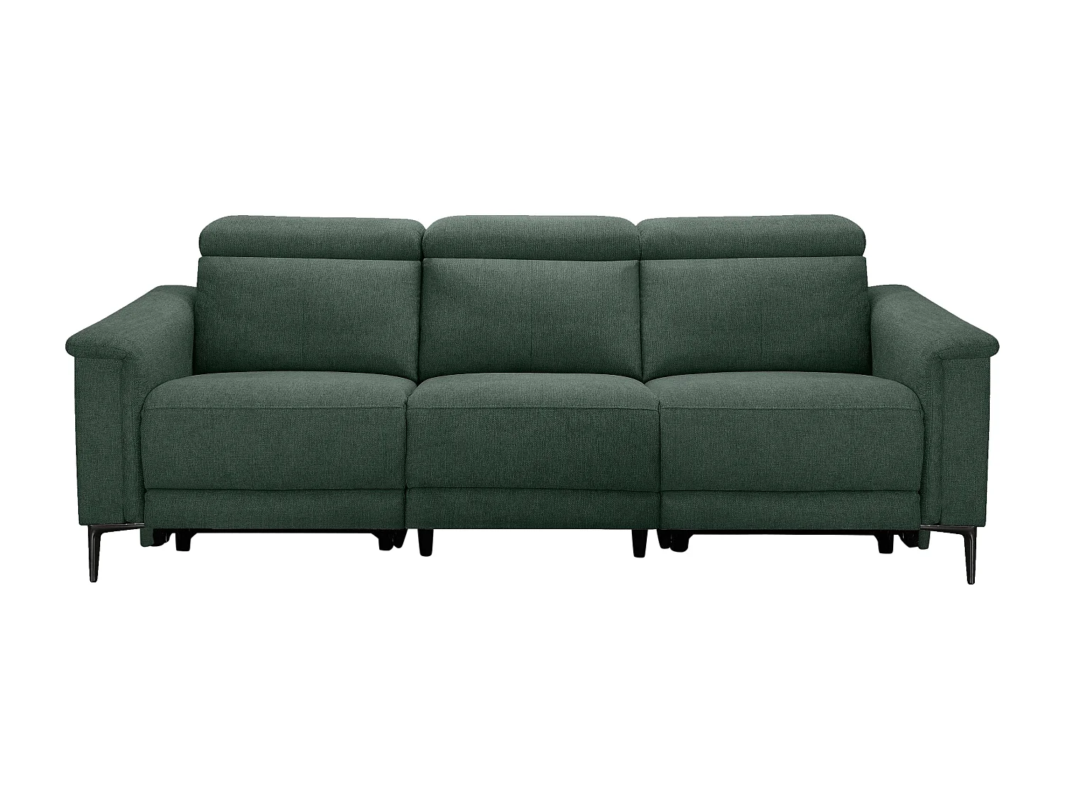 Lund | Canapé 3 places avec fauteuil inclinable 2 manuelleuels en tissu vert foncé