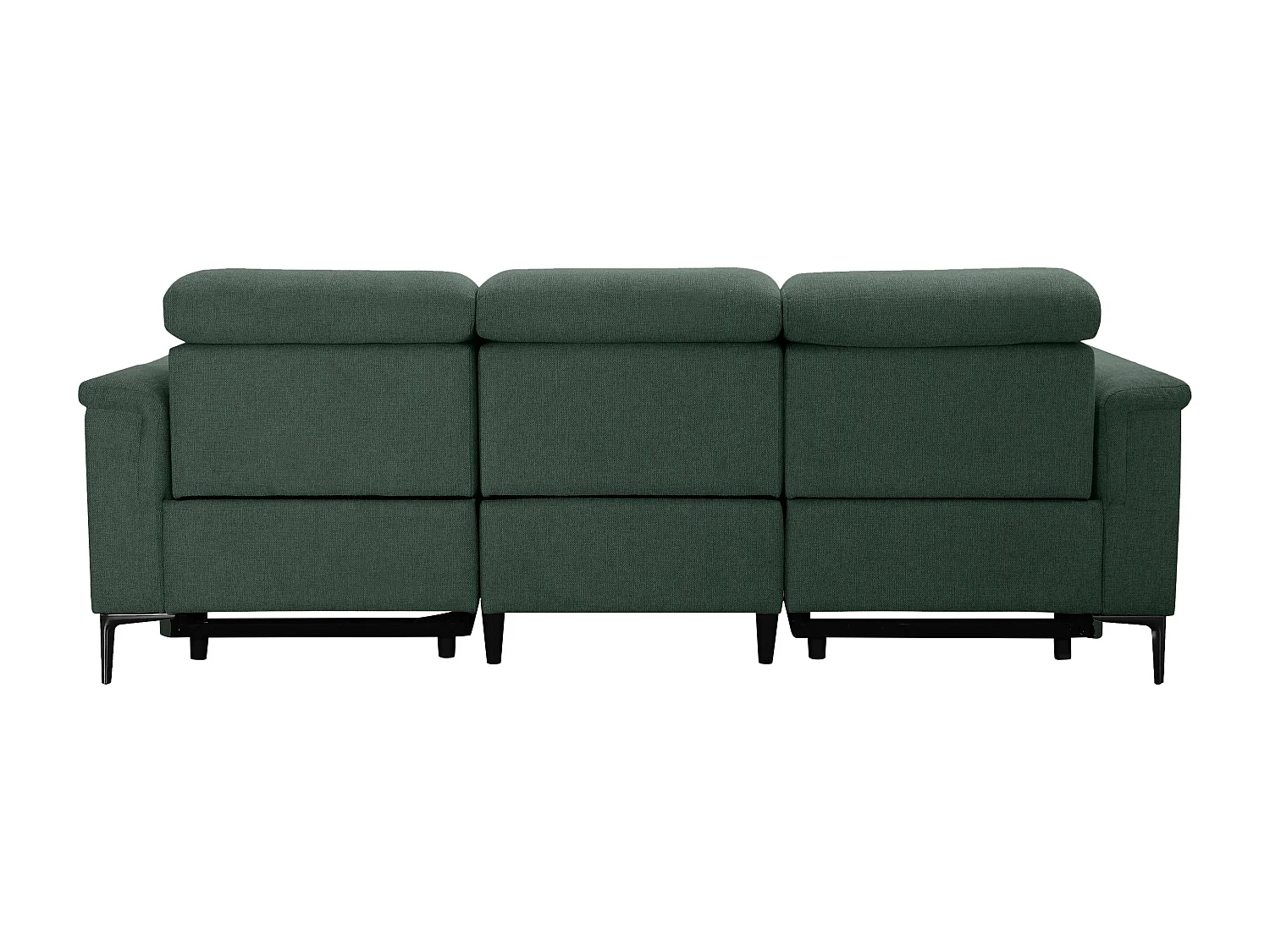 Lund | Canapé 3 places avec fauteuil inclinable 2 manuelleuels en tissu vert foncé