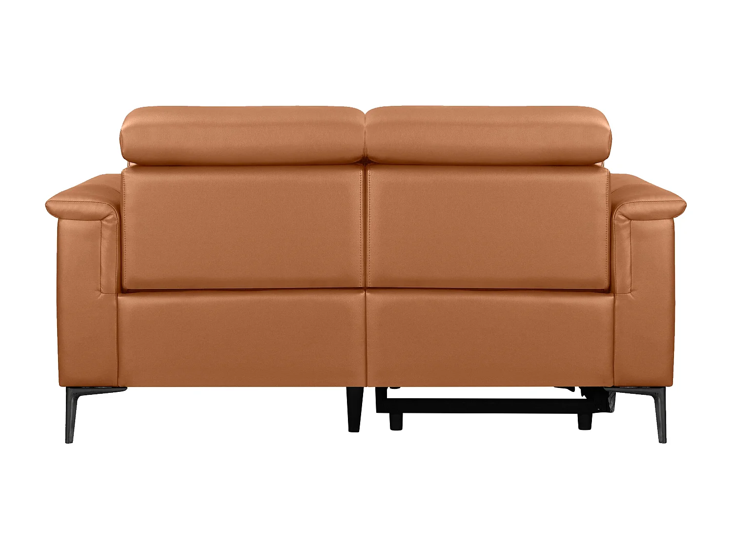 Lund | Canapé 2 places avec 1 fauteuil inclinable manuelleuel en cuir artificiel Cognac