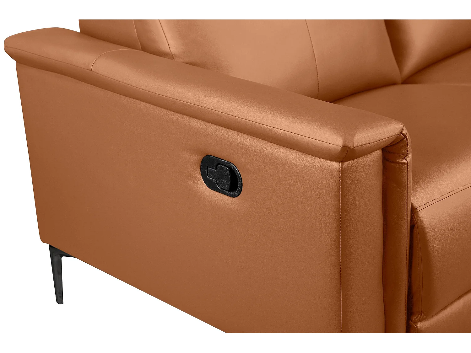 Lund | Canapé 2 places avec 1 fauteuil inclinable manuelleuel en cuir artificiel Cognac