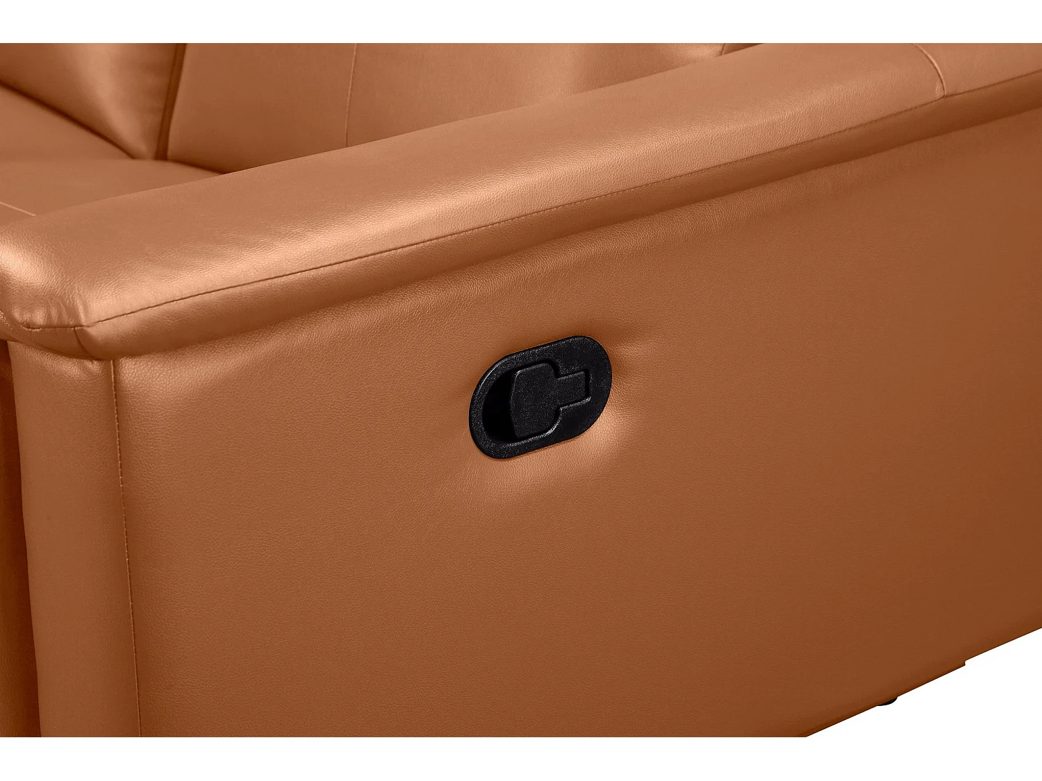 Lund | Canapé 3 places avec fauteuil inclinable 2 à manuelleuels en cuir artificiel Cognac