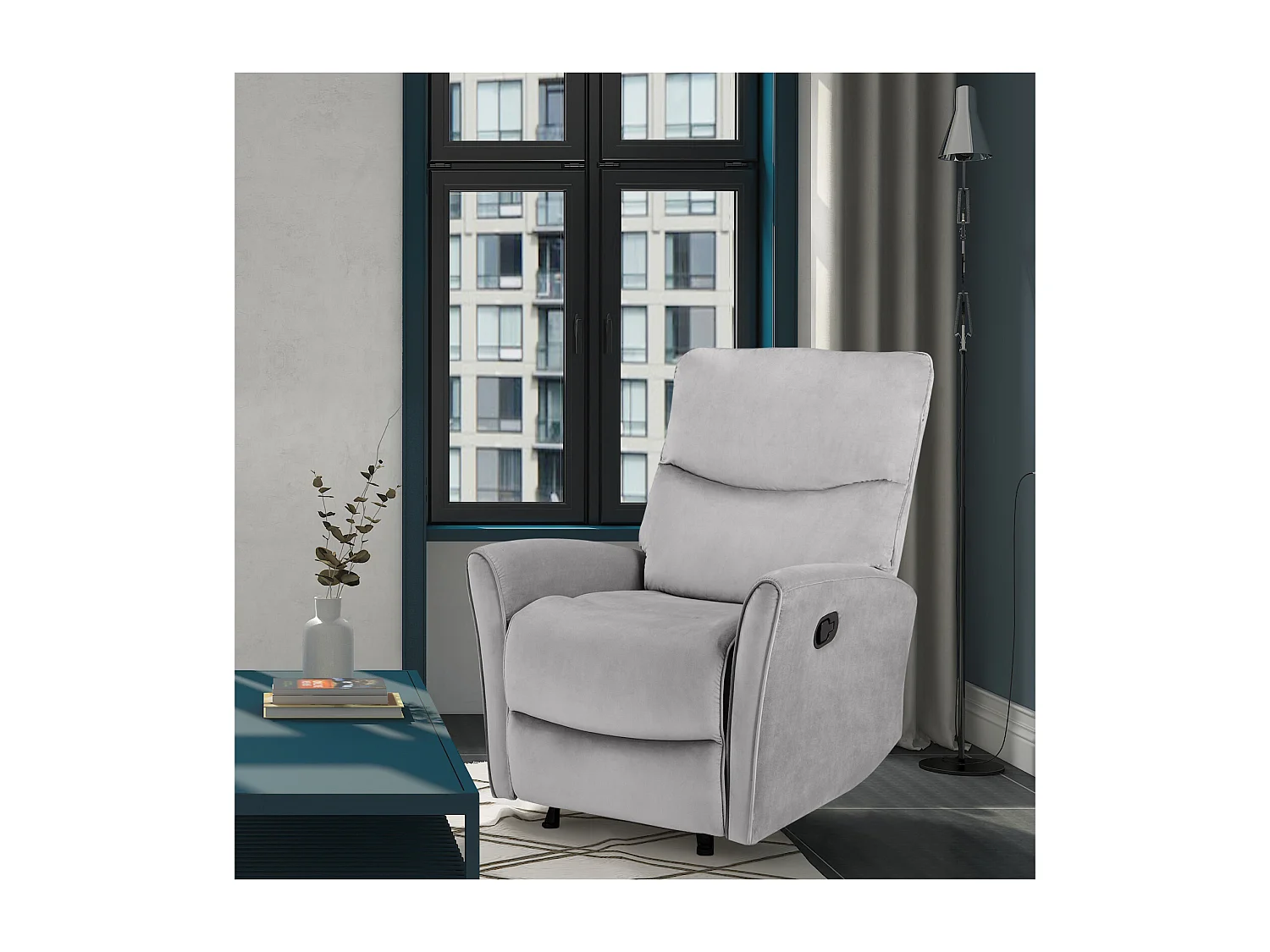 Chesley | Fauteuil inclinable manuelleuel grise velours