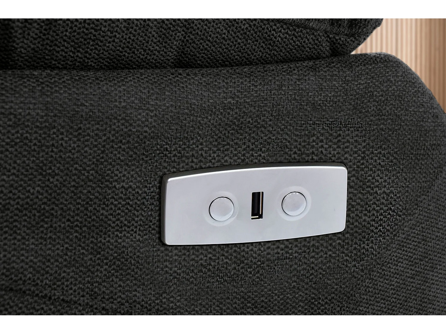 Lannilis | Canapé 3 places avec fonction électrique en tissu anthracite