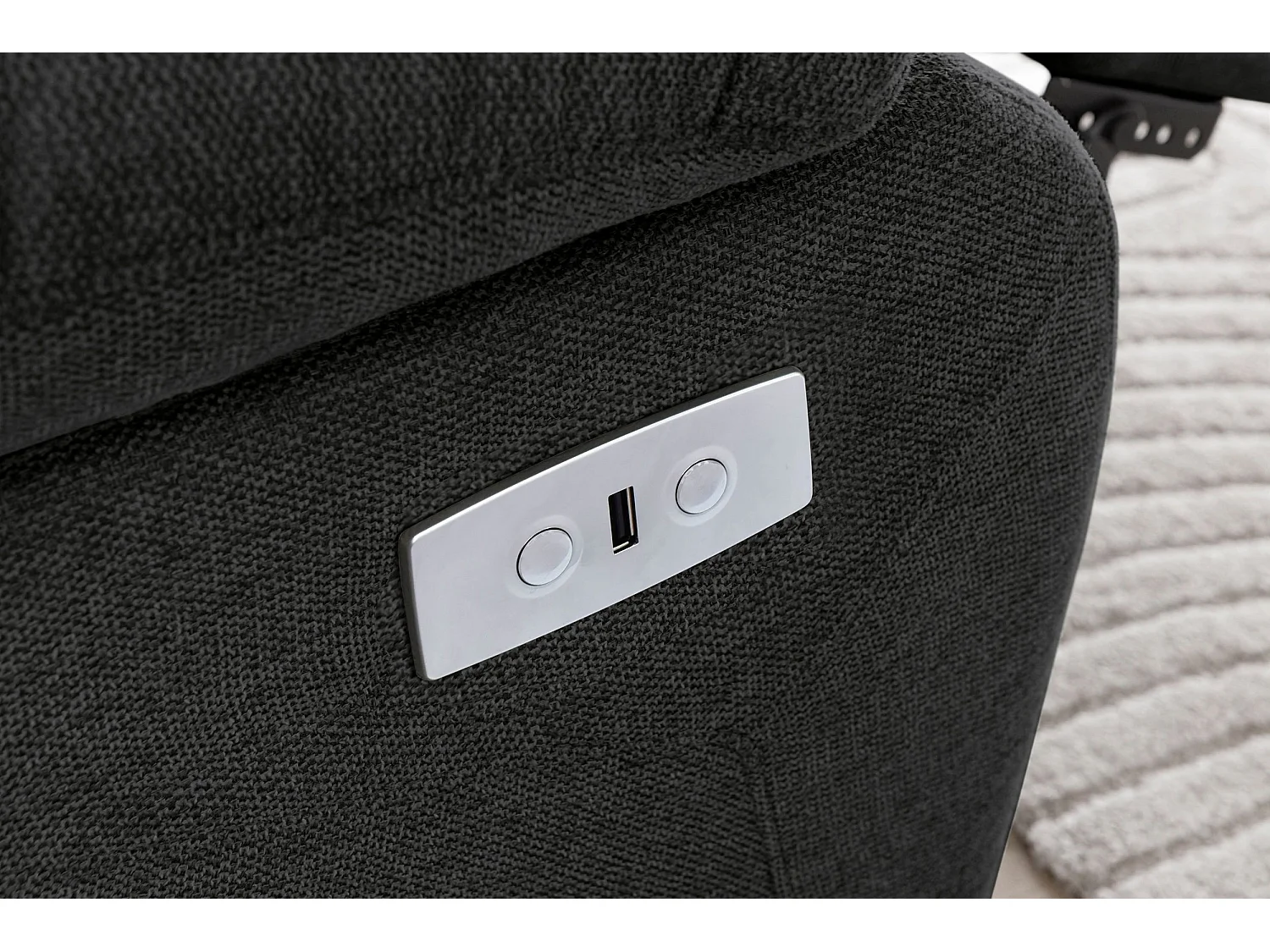 Lannilis | Canapé 3 places avec fonction électrique en tissu anthracite