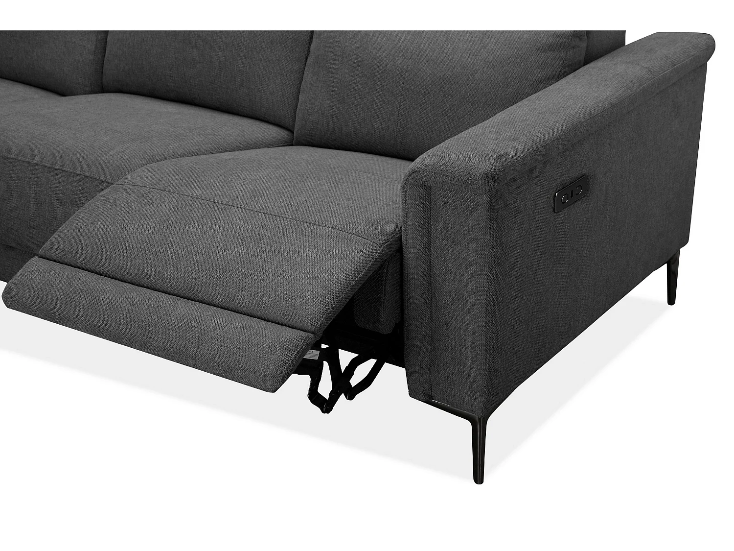 Lund | Canapé 3 places avec 2 fauteuils inclinables électriques en tissu anthracite
