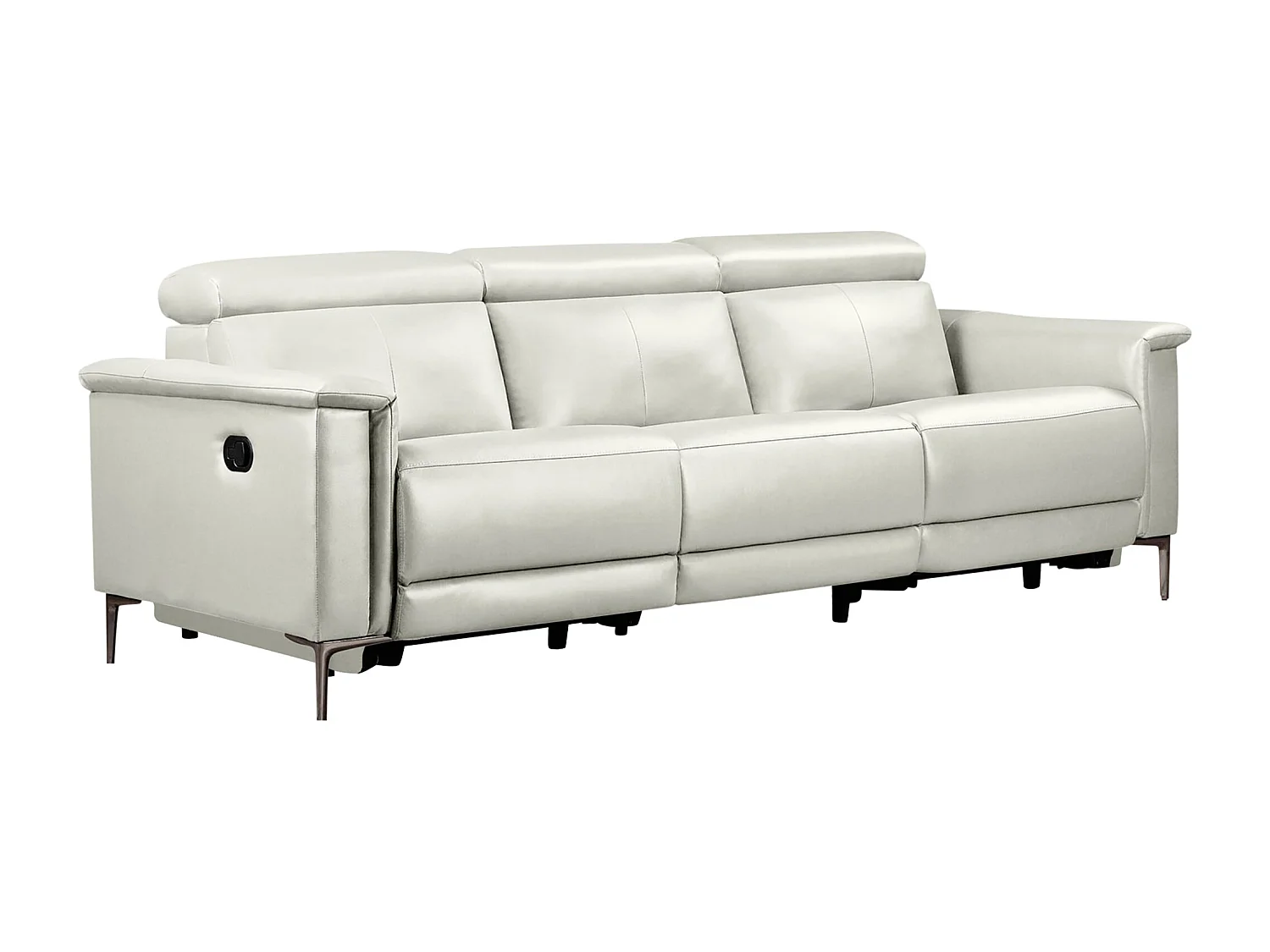 Lund | Canapé 3 places avec fauteuil inclinable 2 manuelleuels en cuir artificiel crème