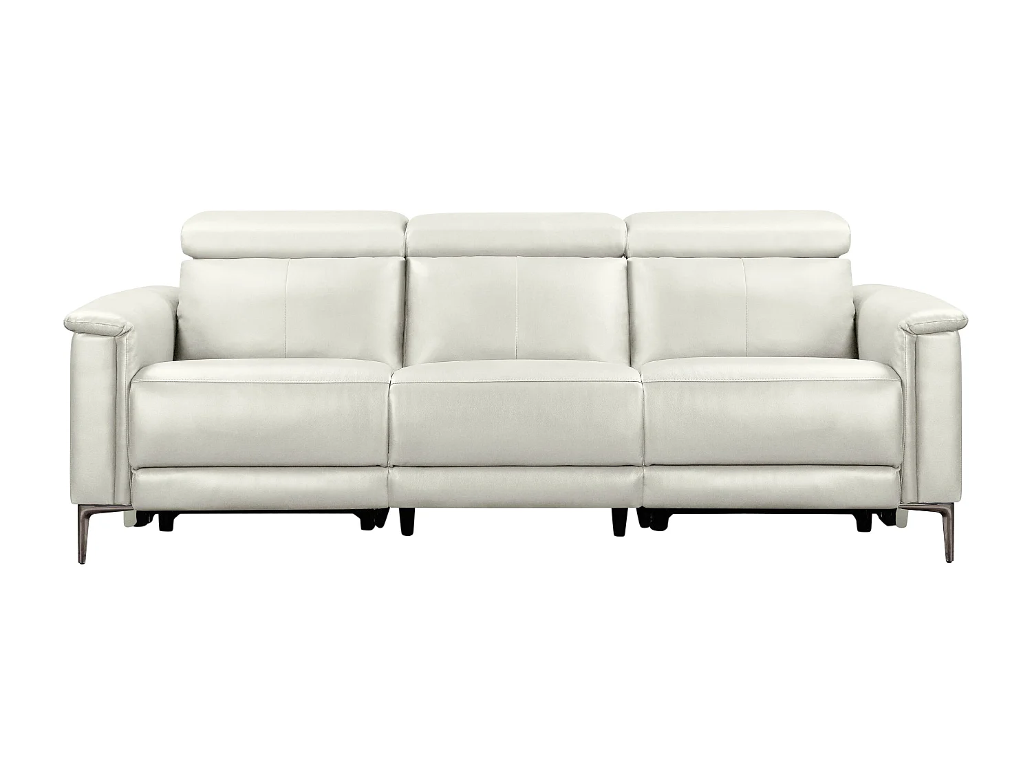 Lund | Canapé 3 places avec fauteuil inclinable 2 manuelleuels en cuir artificiel crème