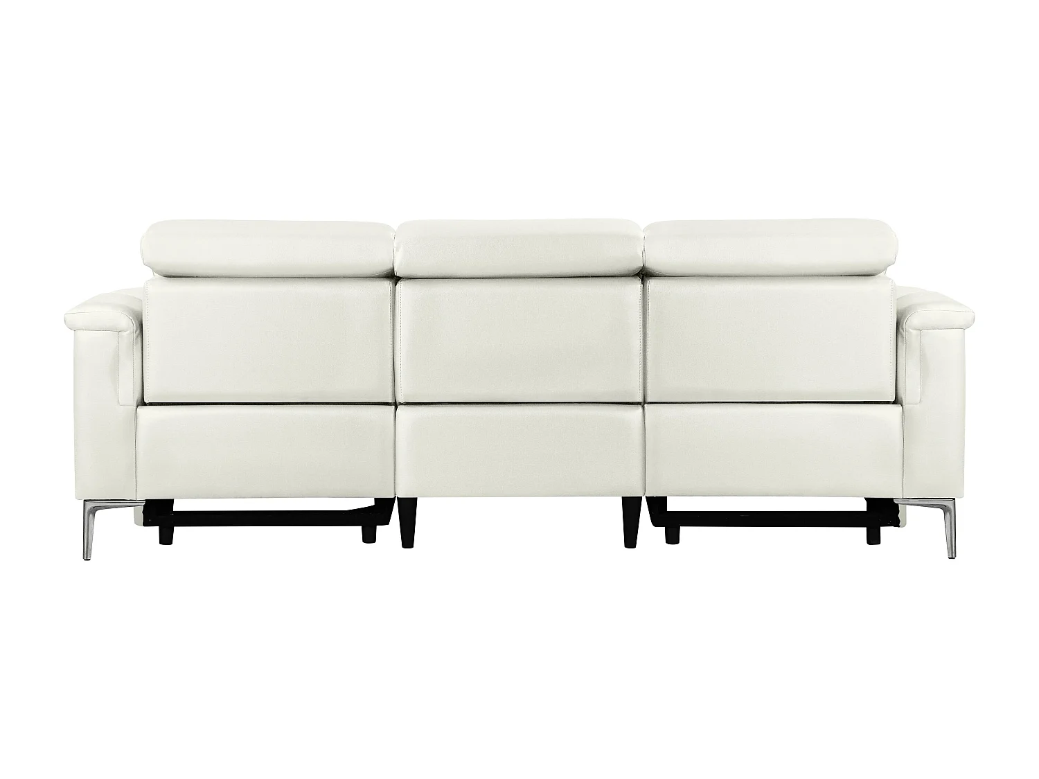 Lund | Canapé 3 places avec fauteuil inclinable 2 manuelleuels en cuir artificiel crème