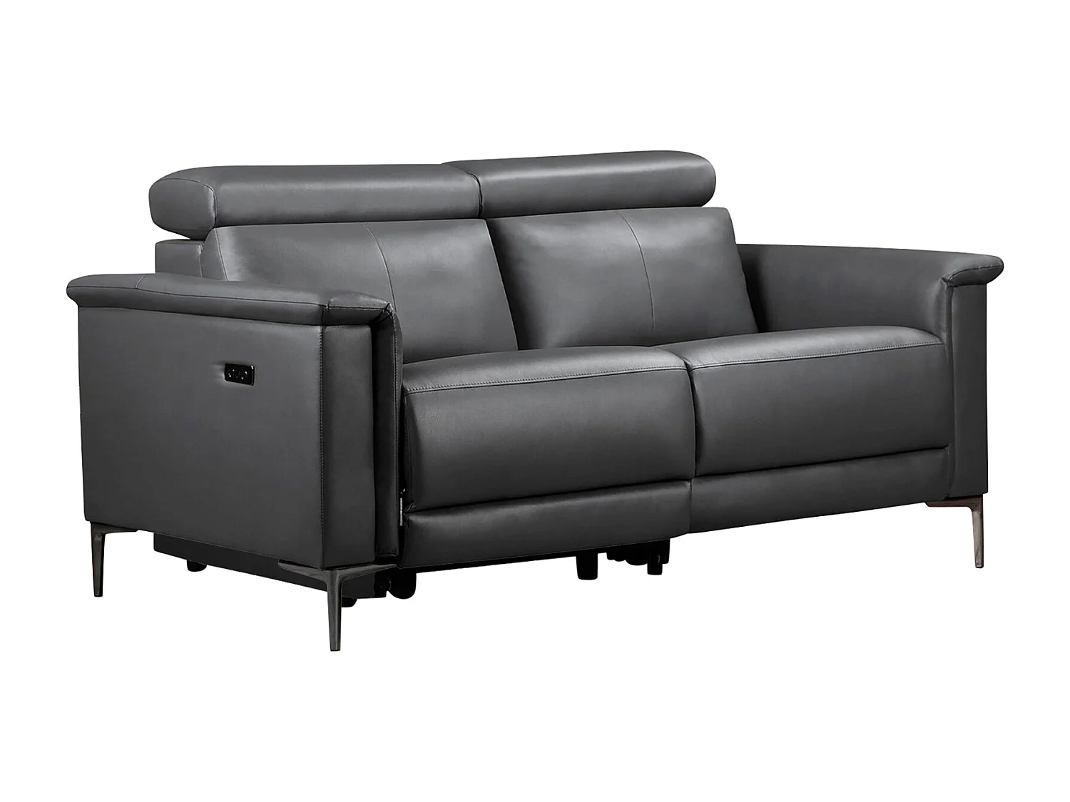 Lund | Canapé 2 places avec 1 fauteuil inclinable électrique en cuir artificiel gris