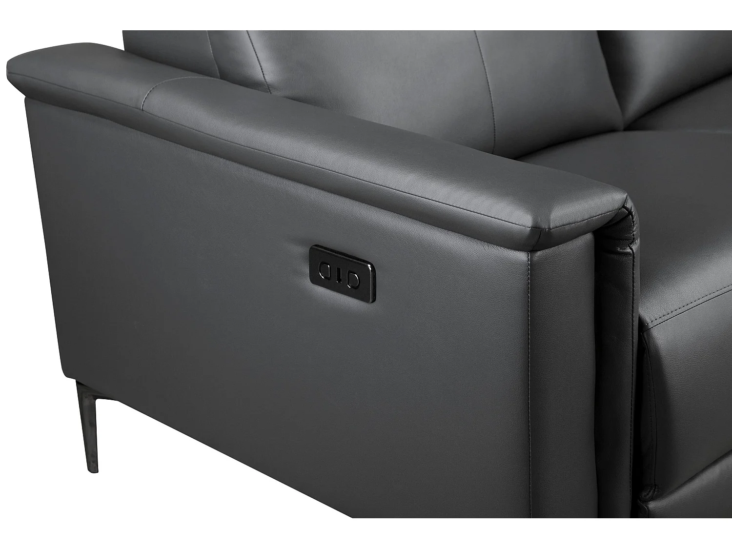 Lund | Canapé 2 places avec 1 fauteuil inclinable électrique en cuir artificiel gris