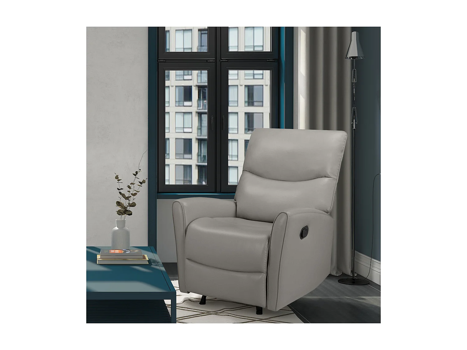 Chesley | Fauteuil inclinable manuelleuel laisse le cuir artificiel gris