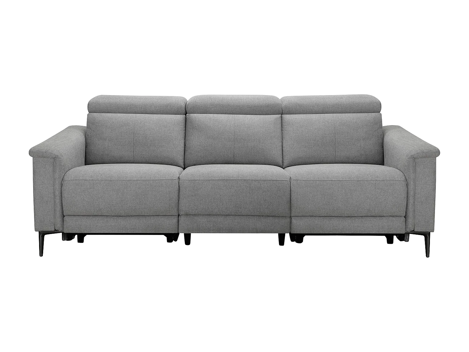 Lund | Canapé 3 places avec 2 fauteuils inclinables électriques en tissu gris clair