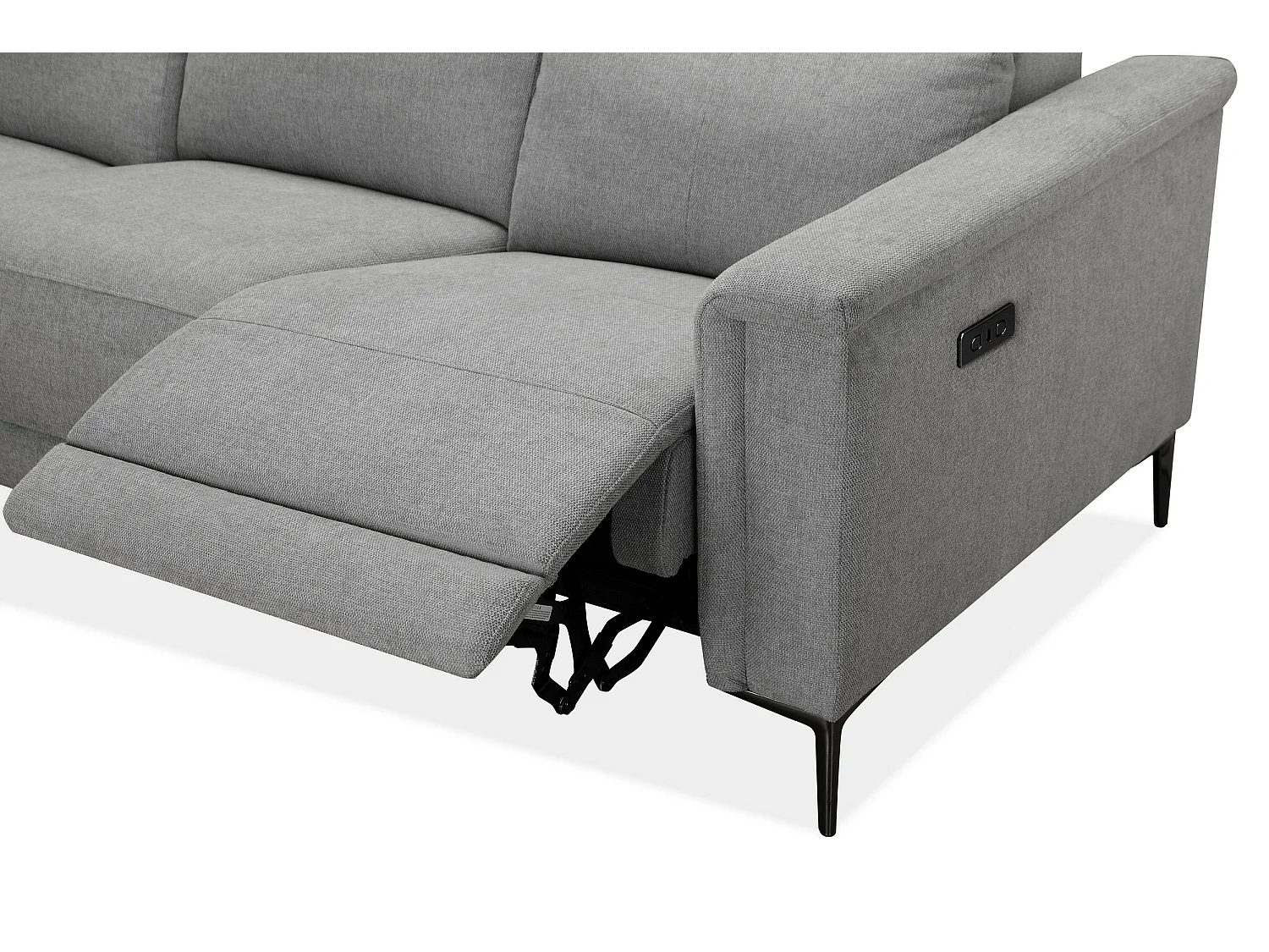 Lund | Canapé 3 places avec 2 fauteuils inclinables électriques en tissu gris clair