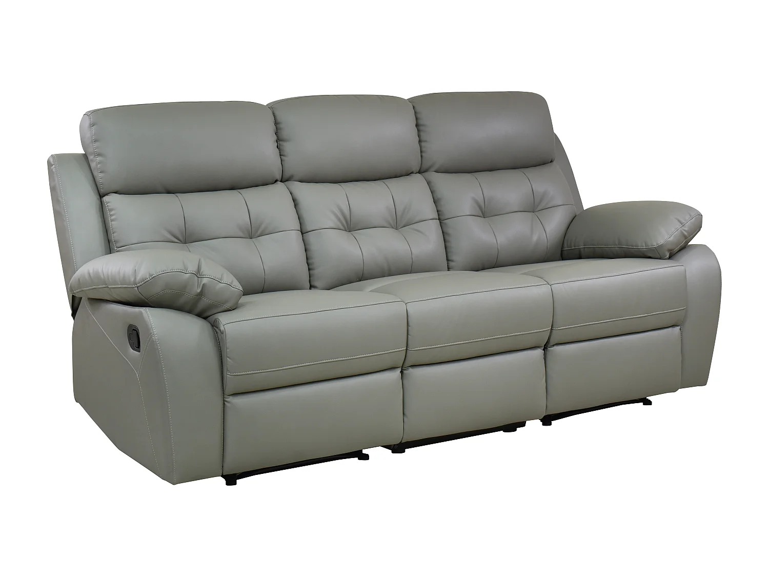 Lannilis | Canapé 3 places avec fonction électrique en cuir artificiel gris clair