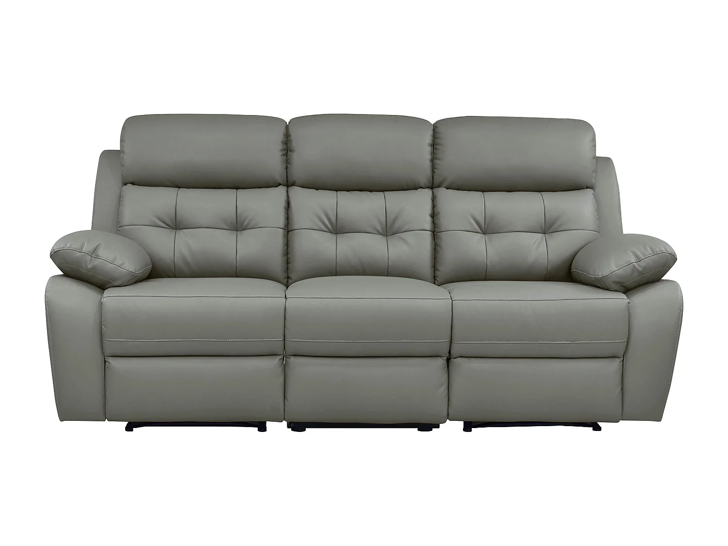 Lannilis | Canapé 3 places avec fonction électrique en cuir artificiel gris clair