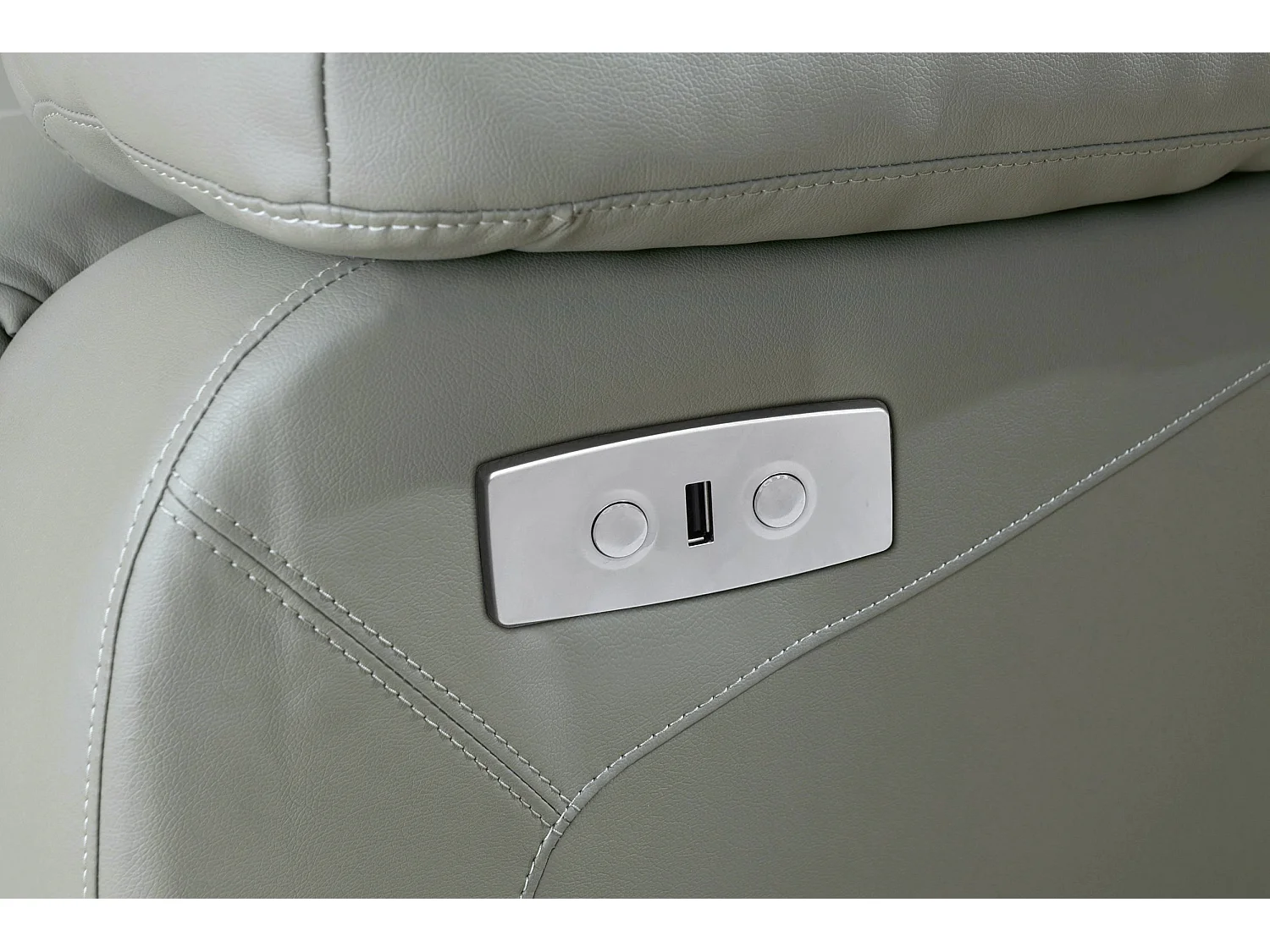 Lannilis | Canapé 3 places avec fonction électrique en cuir artificiel gris clair