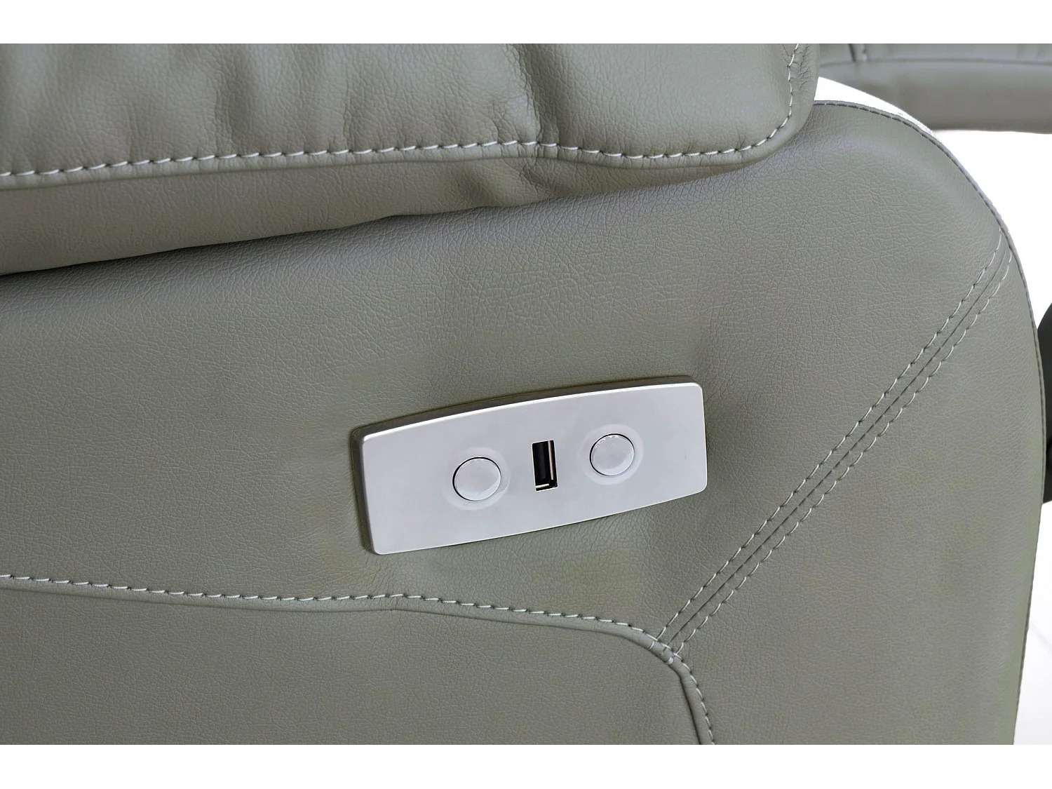 Lannilis | Canapé 3 places avec fonction électrique en cuir artificiel gris clair