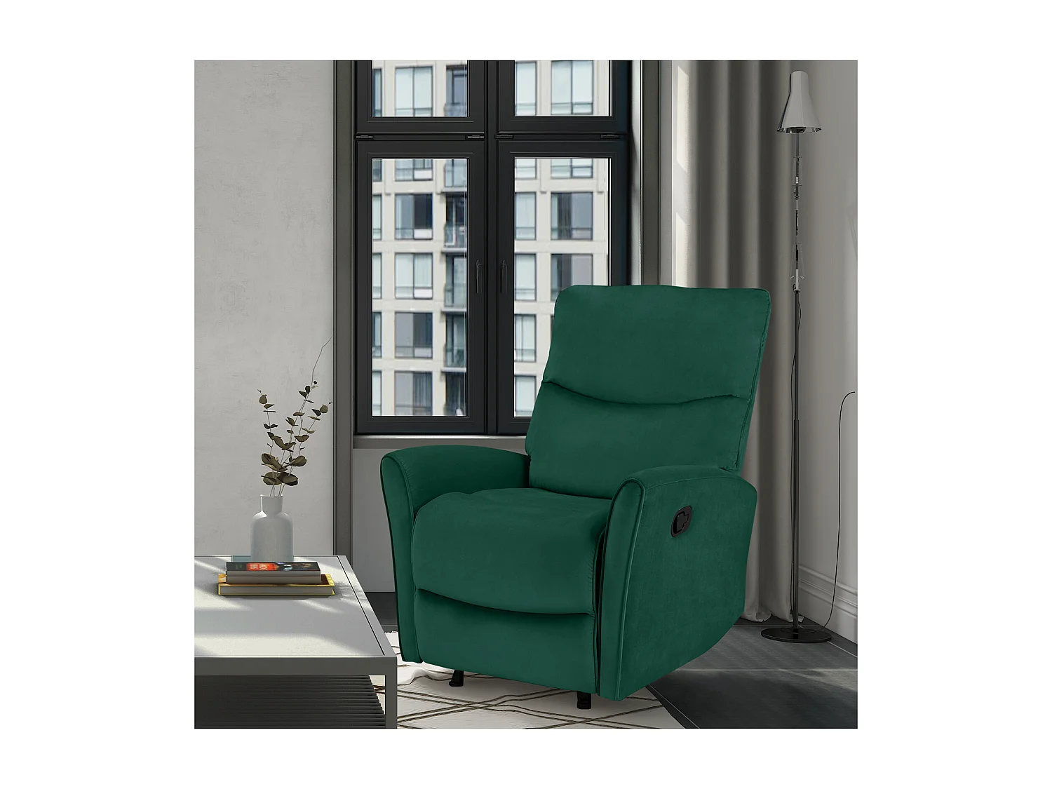 Chesley | Fauteuil inclinable manuelleuel Velours vert foncé