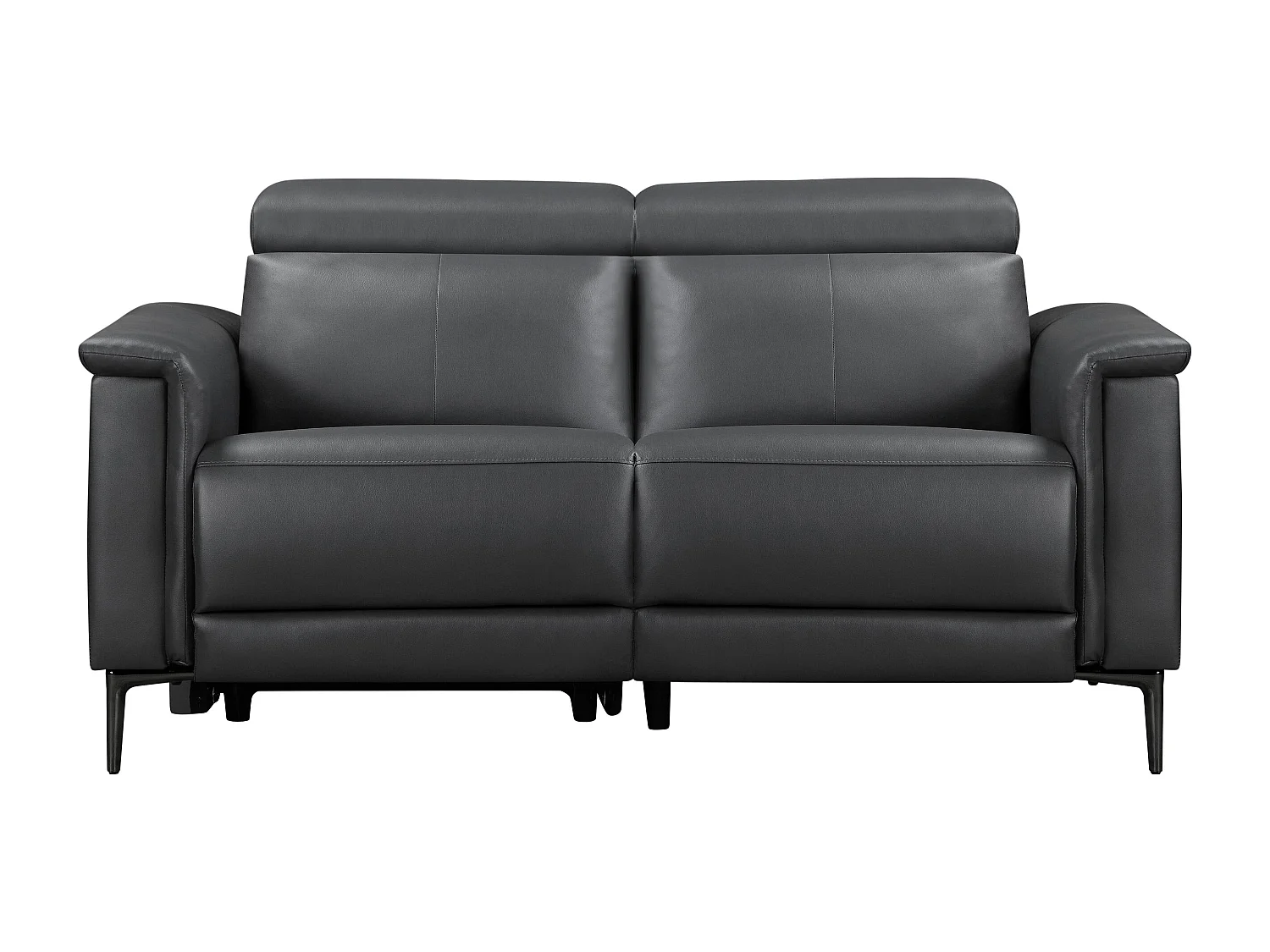 Lund | Canapé 2 places avec 1 fauteuil inclinable manuelleuel en gris cuir artificiel
