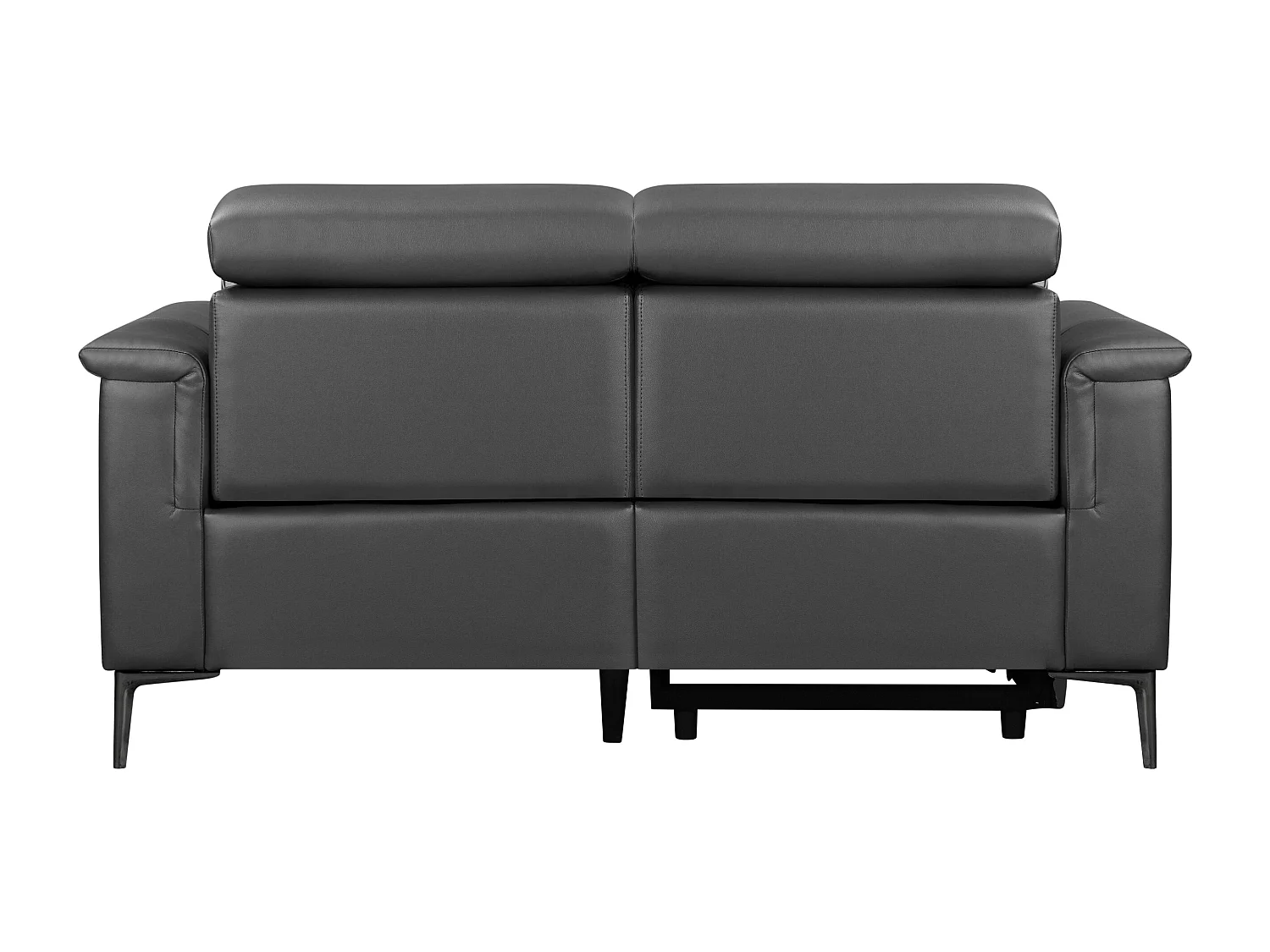 Lund | Canapé 2 places avec 1 fauteuil inclinable manuelleuel en gris cuir artificiel