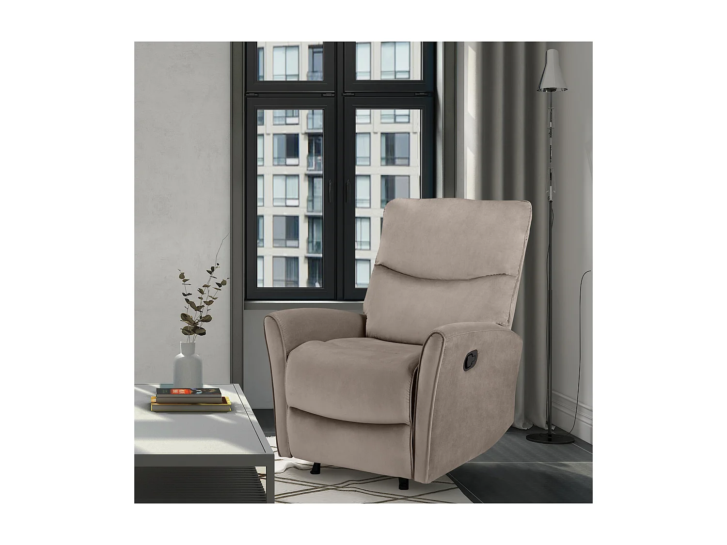 Chesley | Fauteuil inclinable manuelleuel Taupe velours