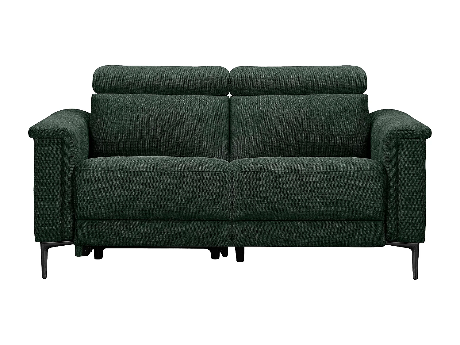 Lund | Canapé 2 places avec 1 fauteuil inclinable électrique en tissu vert foncé