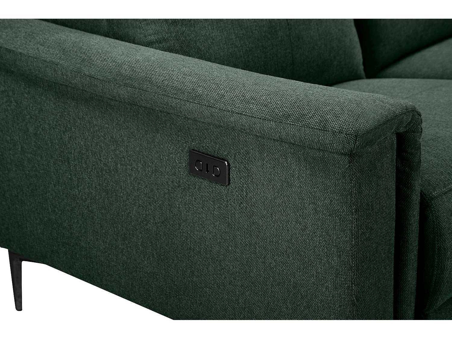 Lund | Canapé 2 places avec 1 fauteuil inclinable électrique en tissu vert foncé