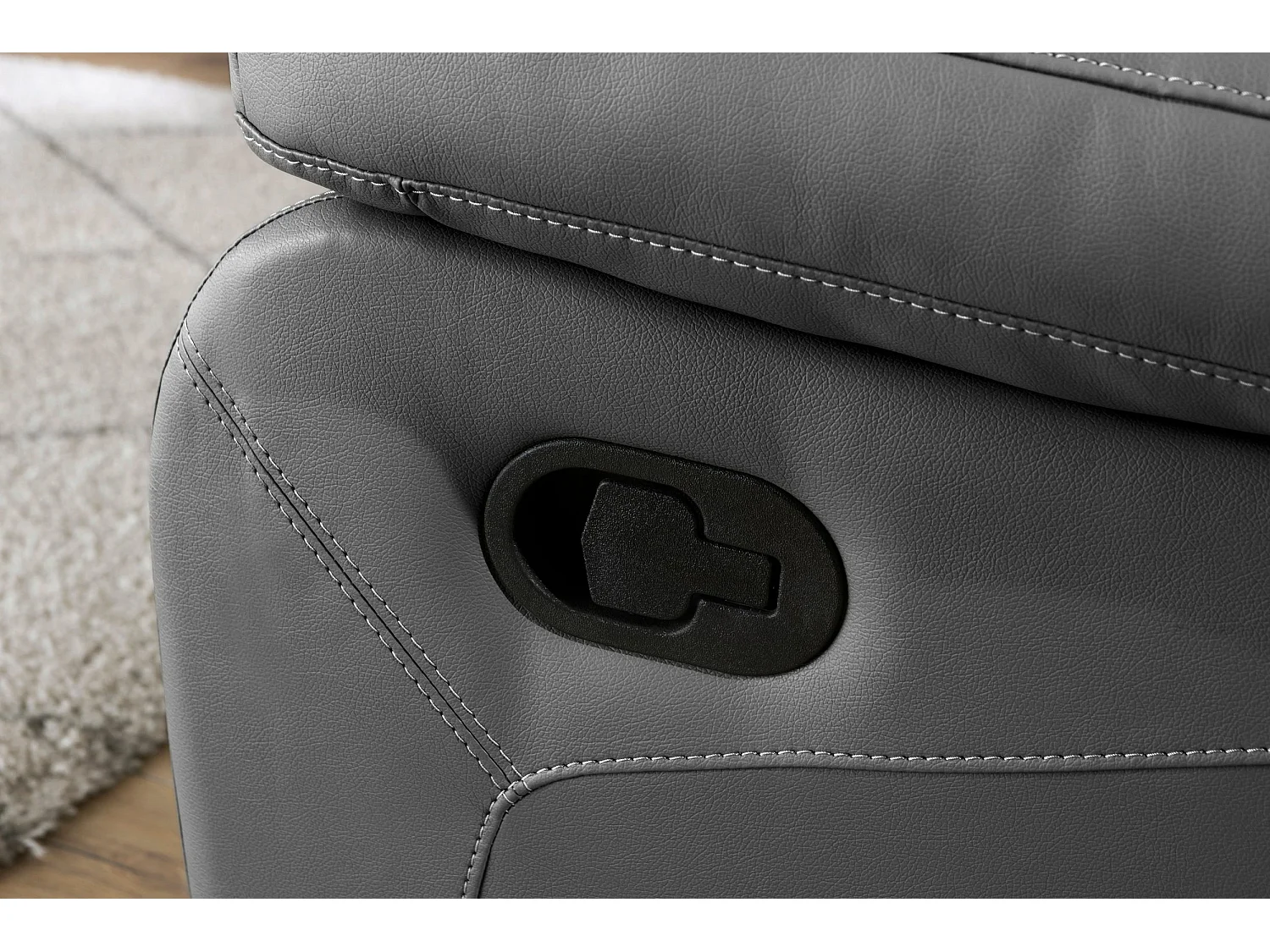 Lannilis | Canapé 2 places avec fonction manuelleuelle en gris cuir artificiel