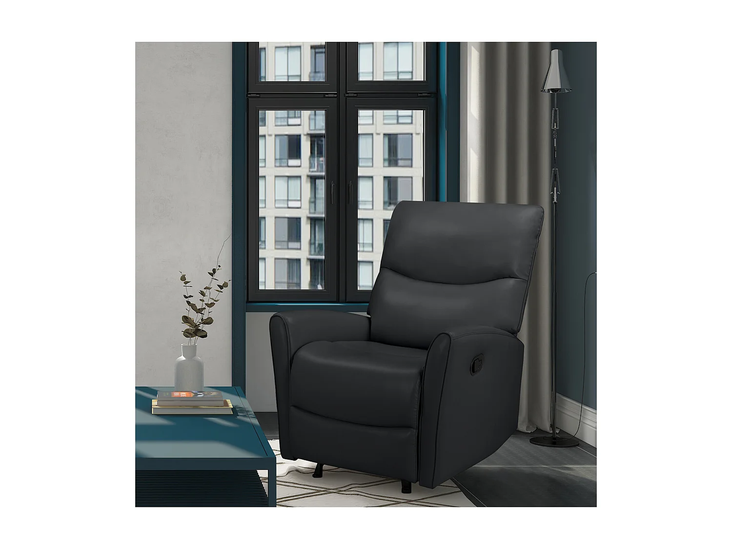 Chesley | Fauteuil inclinable manuelleuel noire cuir artificiel