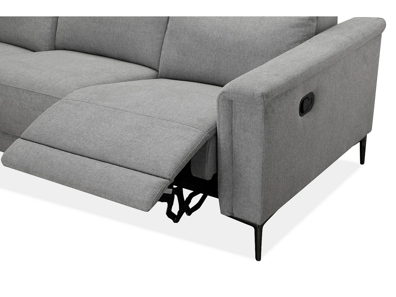 Lund | Canapé 3 places avec 2 fauteuils inclinables manuelleuels en tissu gris clair