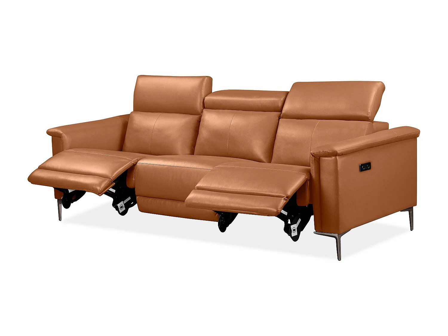 Lund | Canapé 3 places avec 2 cuir artificiel Cognac Electric Loter