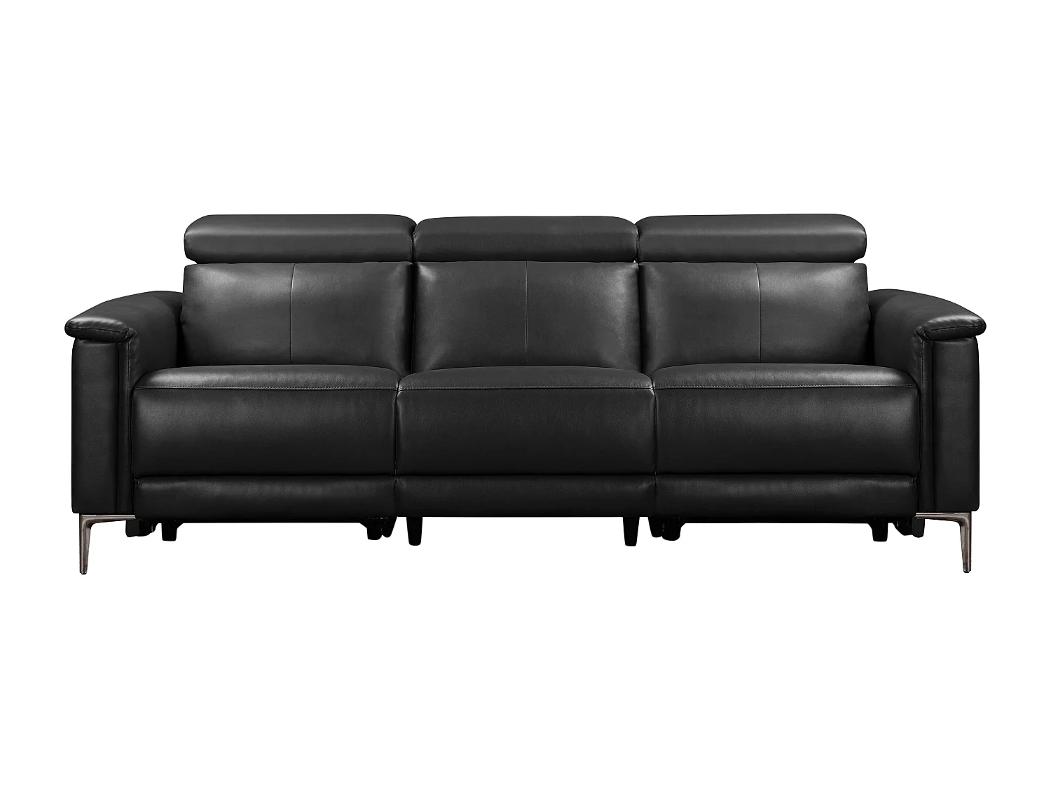 Lund | Canapé 3 places avec 2 fauteuils inclinables électriques en cuir artificiel cuir gris