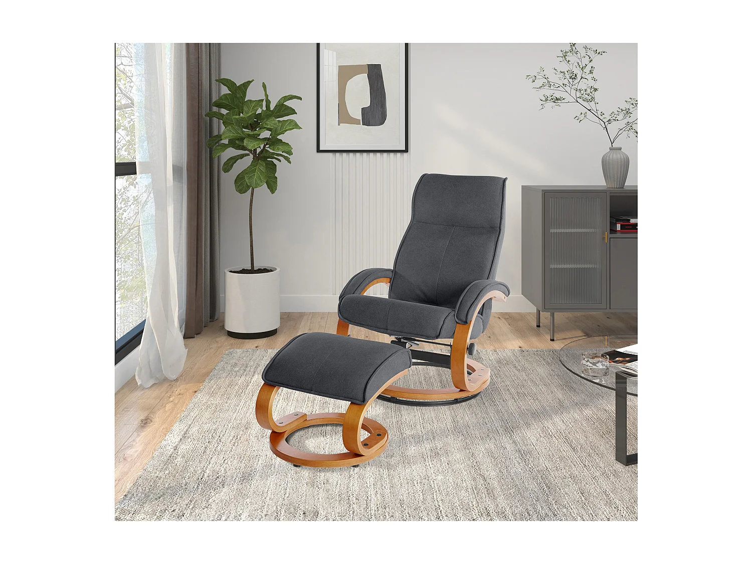 Lille | Fauteuil inclinable + Tabouret