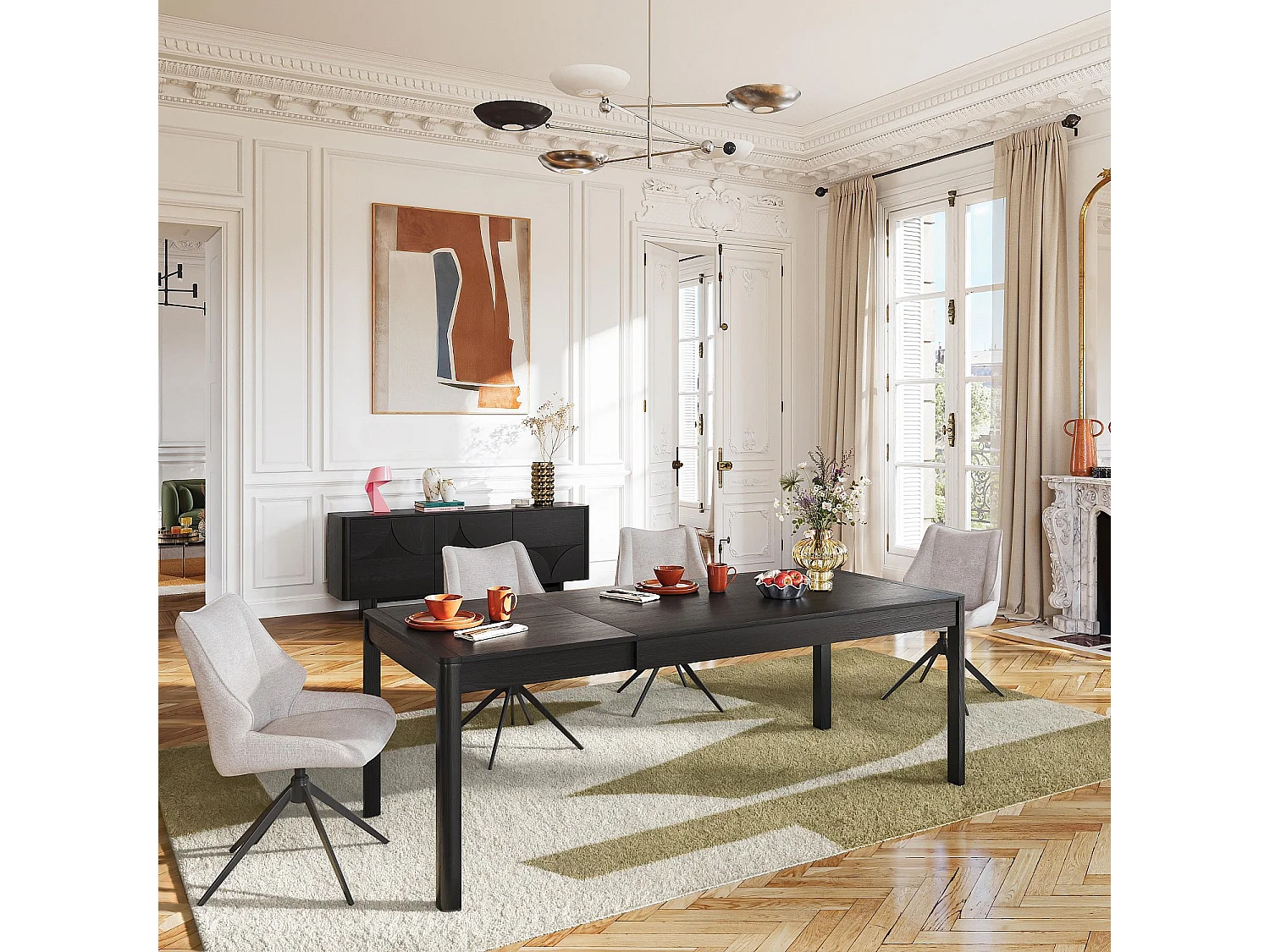 Habitat - Table rectangulaire extensible en frêne - Noir - Design by Hélèna Pille - Milord