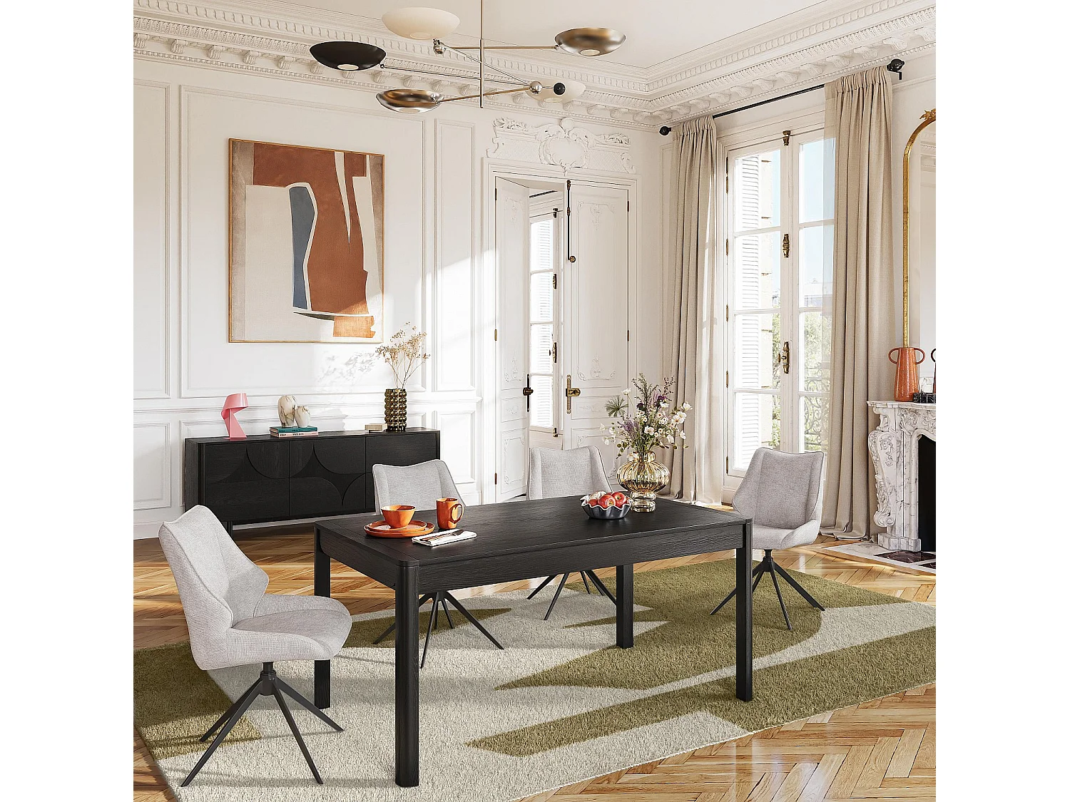 Habitat - Table rectangulaire extensible en frêne - Noir - Design by Hélèna Pille - Milord