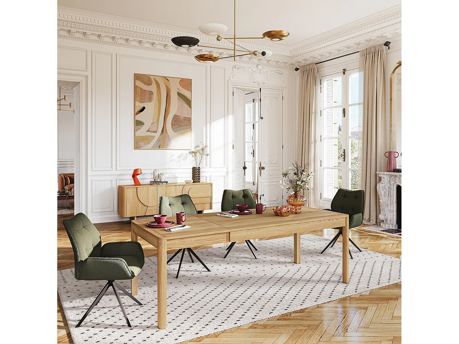 Habitat - Table rectangulaire extensible en chêne - Naturel - Design by Hélèna Pille - Milord