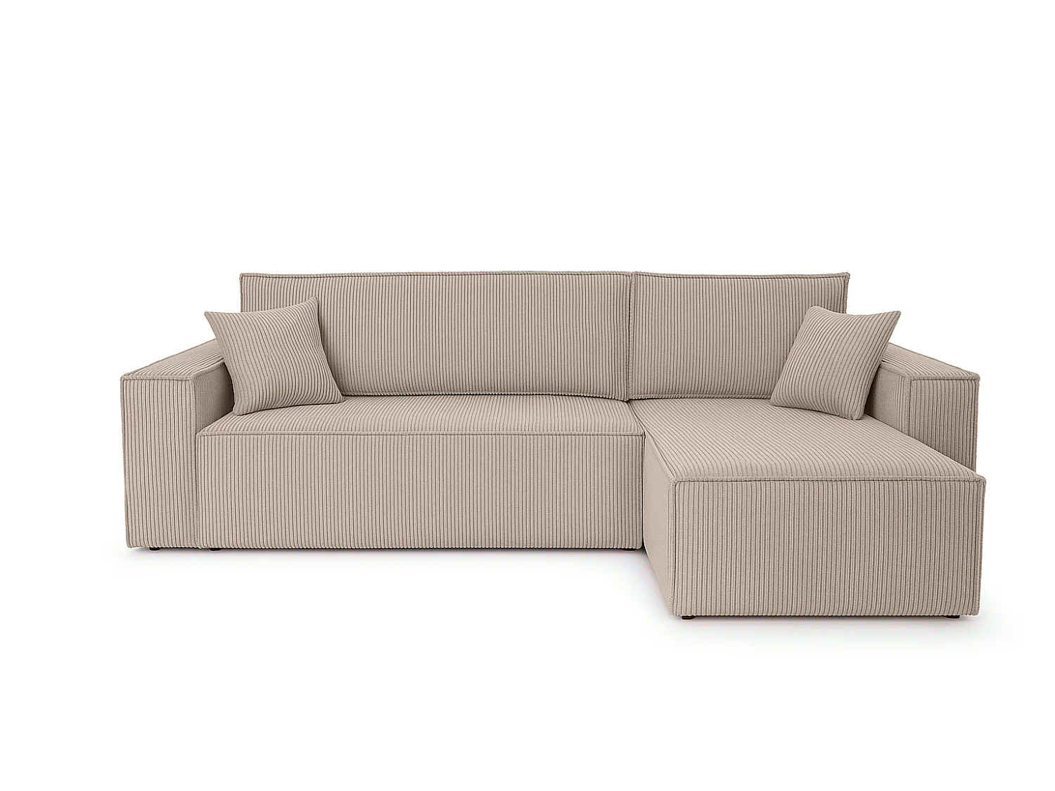 Canapé d'angle convertible 3 places en velours côtelé beige KARL